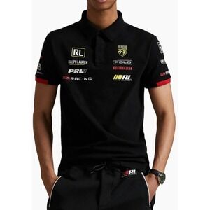 Polo Ralph Lauren Motorsport Racing Polo Shirt Black tee shirt sz L men's nwt